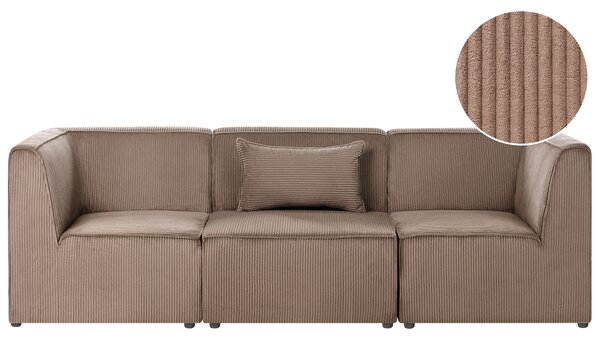 Modulárna 3-miestna pohovka piesková béžová menčestrová moderný dizajn minimalistický štýl