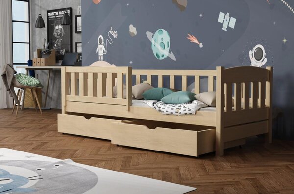 MAXMAX Detská posteľ z masívu borovice BEN so šuplíkmi - 180x80 cm