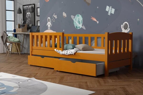 MAXMAX Detská posteľ z masívu borovice BEN so šuplíkmi - 200x90 cm