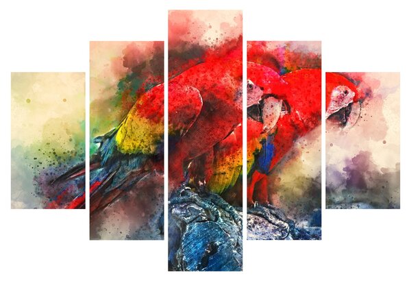 Obraz červených papagájov ara (150x105 cm)