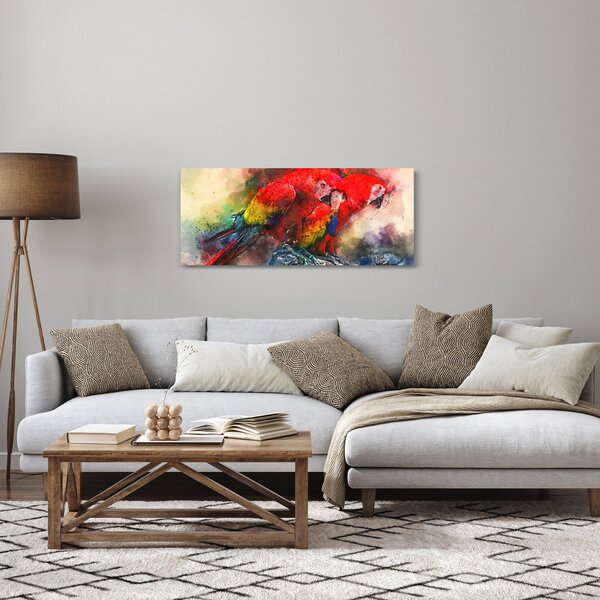 Obraz červených papagájov ara (120x50 cm)