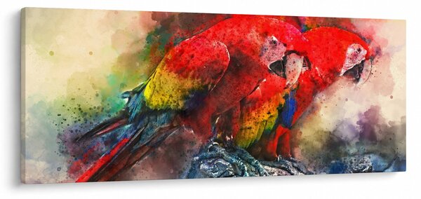 Obraz červených papagájov ara (120x50 cm)