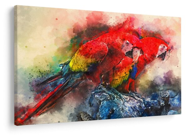 Obraz červených papagájov ara (90x60 cm)