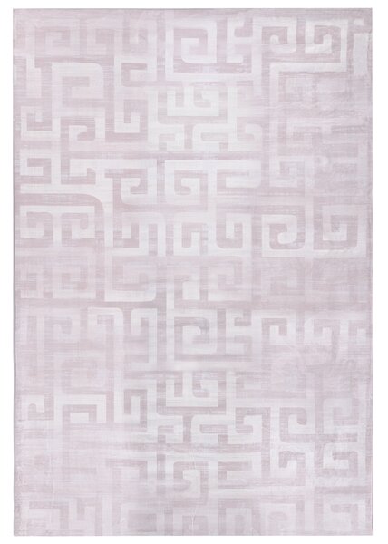 Izbový koberec béžový 140 x 200 cm geometrický vzor protišmyková spodná strana vhodný na podlahové kúrenie
