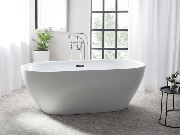 Voľne stojaca vaňa biela sanitárny akrylát 180 x 80 cm oválna voľne stojaca moderný štýl