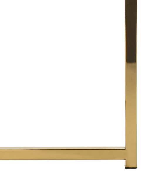 Konferenčný stolík biela vrchná doska mramorový efekt zlatý kovový podstavec 70 cm okrúhly tvar moderný glamour štýl obývačka