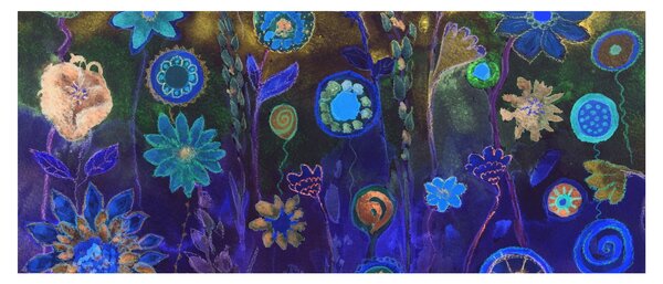 Obraz tmavomodrých kvetov (120x50 cm)