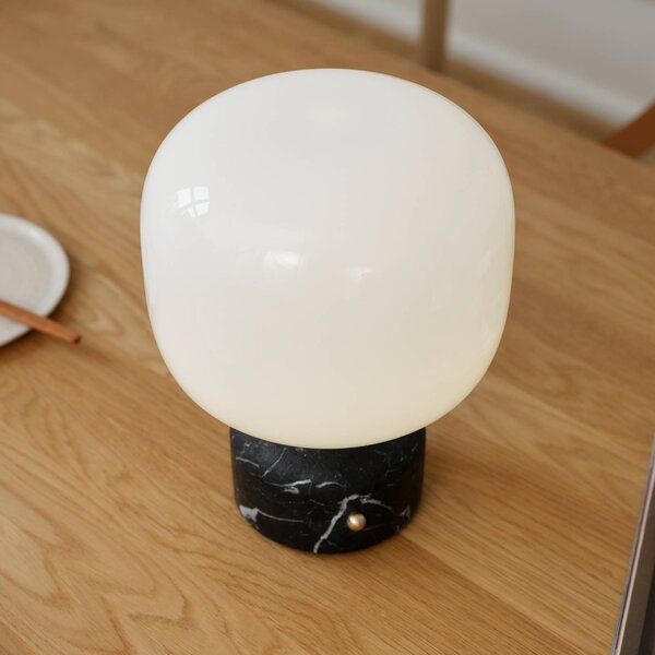 GEJST stolová LED lampa Meemo, čierny mramor, sklo, USB, Čierna, Obývacia izba / jedáleň, Sklo, Stojacie svietidlo