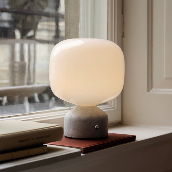 GEJST stolová LED lampa Meemo, biely mramor, sklo, USB, Biela / opálová, Obývacia izba / jedáleň, Sklo, Stojacie svietidlo