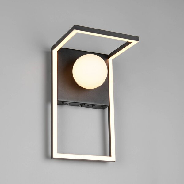 LED nástenné svetlo Arola, čierne matné, šírka 17 cm, kov, Čierna, Obývacia izba / jedáleň, kov, Moderný, Nástenné svietidlo