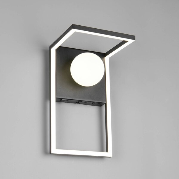LED nástenné svetlo Arola, čierne matné, šírka 17 cm, kov, Čierna, Obývacia izba / jedáleň, kov, Moderný, Nástenné svietidlo