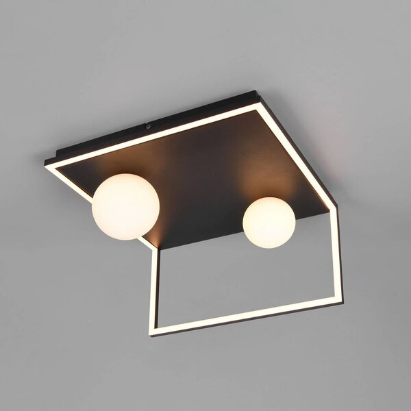 Stropné LED svetlo Arola, čierna matná, šírka 37 cm, kov, Čierna, Obývacia izba / jedáleň, kov, Moderný, Stropné svetlo