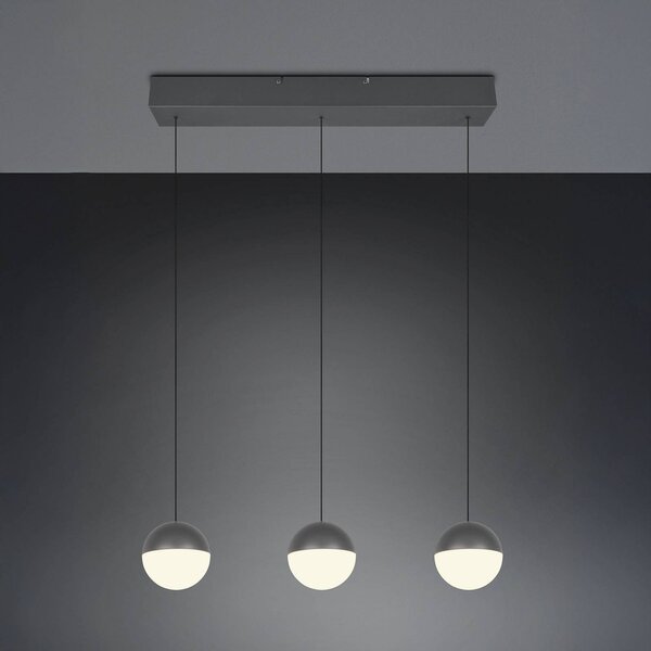 LED závesné svietidlo Senta, antracitová, dĺžka 62 cm, 3 000 K, 3-pl., Čierna, Obývacia izba / jedáleň, Plast, Moderný, Závesné svietidlo