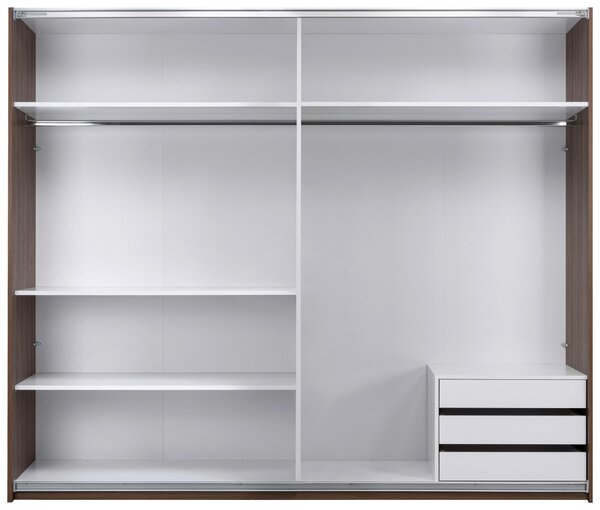 SKRIŇA S POSUVNÝMI DVERAMI, farba vlašského orecha, 250/211,5/61,5 cm P & B - Skrine, Online Only