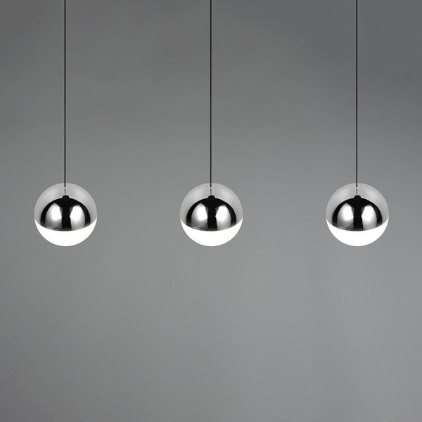 Reality Leuchten LED závesné svietidlo Senta, chróm, dĺžka 62 cm, 4 000 K, 3-pl., Chrómová / strieborná, Obývacia izba / jedáleň, Plast, Moderný, Závesné svietidlo