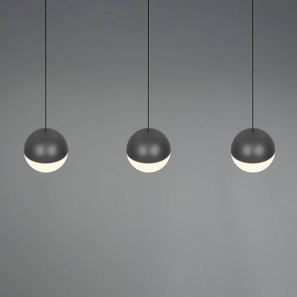 LED závesné svietidlo Senta, antracitová, dĺžka 62 cm, 3 000 K, 3-pl., Čierna, Obývacia izba / jedáleň, Plast, Moderný, Závesné svietidlo