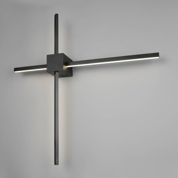 Trio Lighting LED nástenné svetlo Cassino, čierne matné, šírka 67 cm, kov, Čierna, Obývacia izba / jedáleň, kov, Moderný