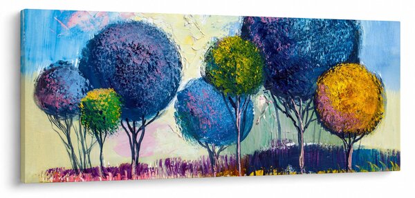 Obraz kopulovitých stromov, olejomaľba (120x50 cm)