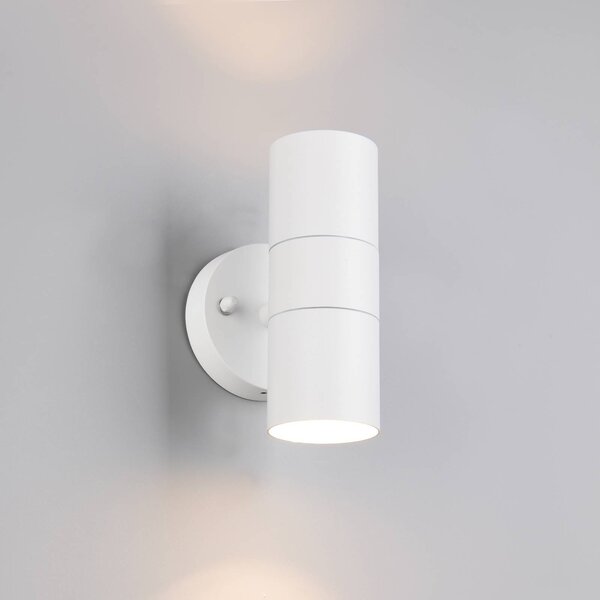 Trio Lighting Vonkajšie nástenné svietidlo Turia, matná biela, výška 16 cm, kov, Biela / opálová, Hliník, Moderný, Nástenné svietidlo