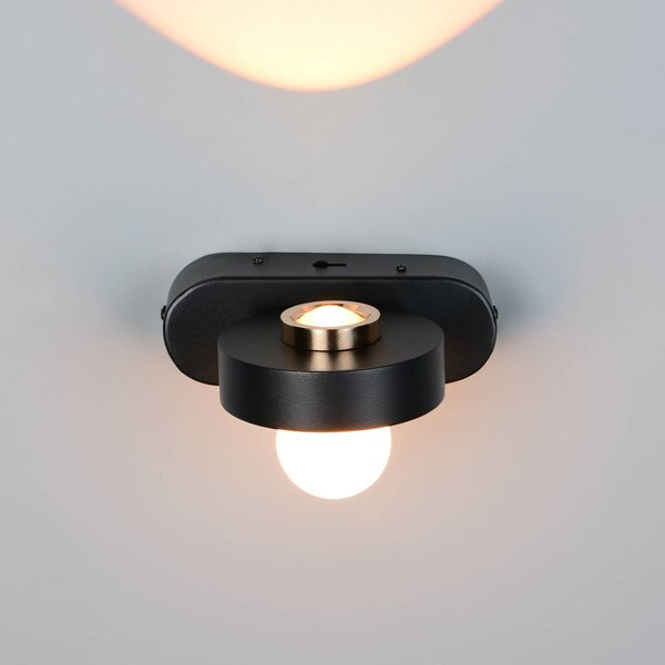 LED nástenné svetlo Arpino čierne, výška 15 cm, kovové, 2-pl., Čierna, Obývacia izba / jedáleň, kov, Moderný, Nástenné svietidlo