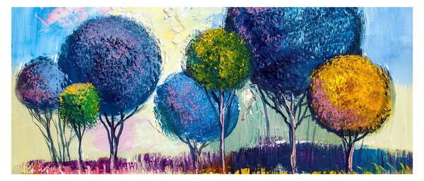 Obraz kopulovitých stromov, olejomaľba (120x50 cm)