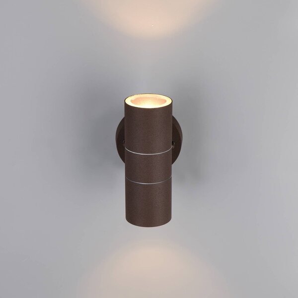 Trio Lighting Vonkajšie nástenné svietidlo Turia, farba hrdza, výška 16 cm, kov, Hnedá / hrdzavá, Hliník, Moderný, Nástenné svietidlo