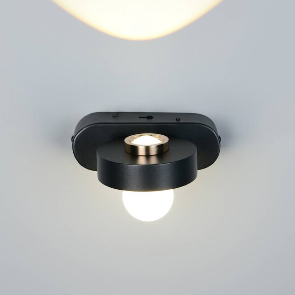 LED nástenné svetlo Arpino čierne, výška 15 cm, kovové, 2-pl., Čierna, Obývacia izba / jedáleň, kov, Moderný, Nástenné svietidlo