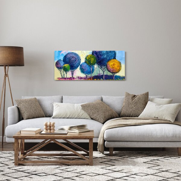 Obraz kopulovitých stromov, olejomaľba (120x50 cm)