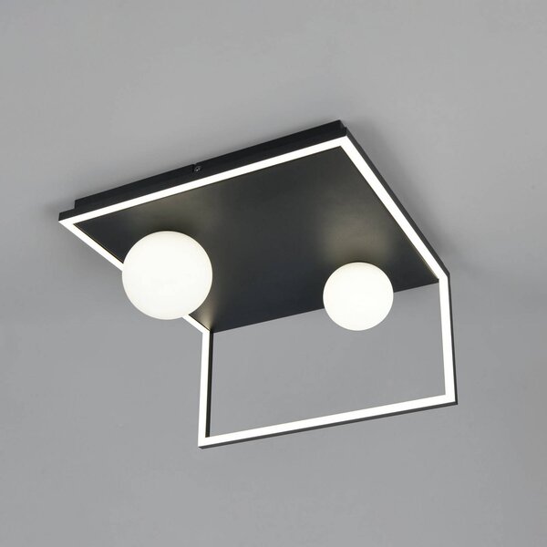 Stropné LED svetlo Arola, čierna matná, šírka 37 cm, kov, Čierna, Obývacia izba / jedáleň, kov, Moderný, Stropné svetlo