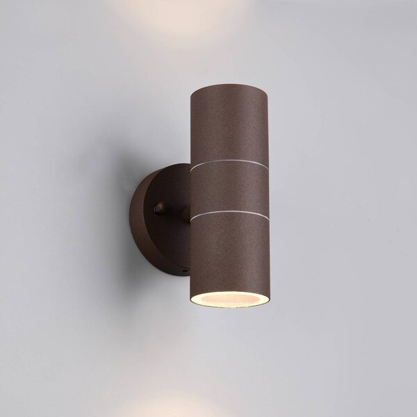 Trio Lighting Vonkajšie nástenné svietidlo Turia, farba hrdza, výška 16 cm, kov, Hnedá / hrdzavá, Hliník, Moderný, Nástenné svietidlo