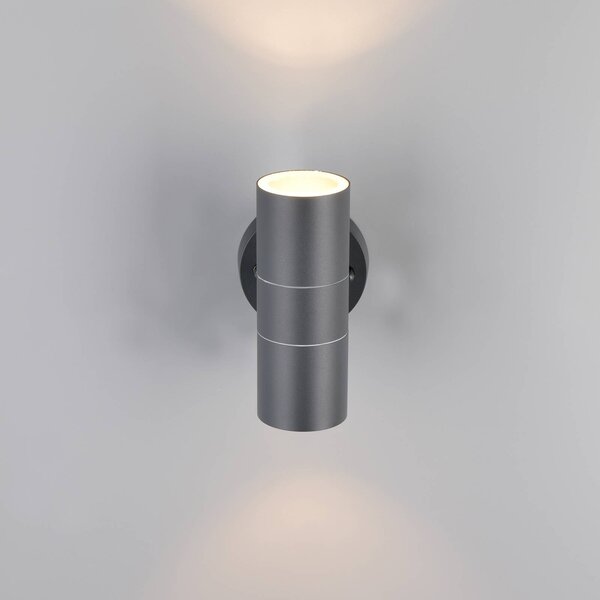 Trio Lighting Vonkajšie nástenné svietidlo Turia, antracitová, výška 16 cm, kov, Čierna, Hliník, Moderný, Nástenné svietidlo