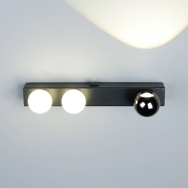 LED nástenné svetlo Arpino čierne, šírka 30 cm, kov, 3-pl., Čierna, Obývacia izba / jedáleň, kov, Moderný, Nástenné svietidlo