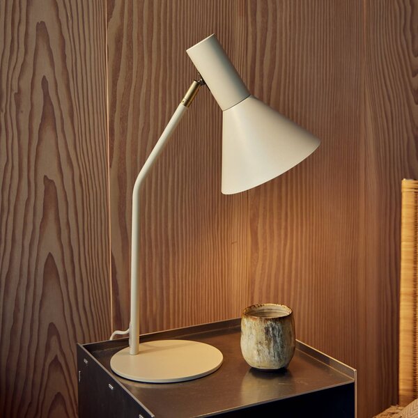 FRANDSEN Stolová lampa Lyss, béžová, kov, výška 50 cm, E27, Krémová / jantárovo žltá, Obývacia izba / jedáleň, kov, Dizajn, Stojacie svietidlo