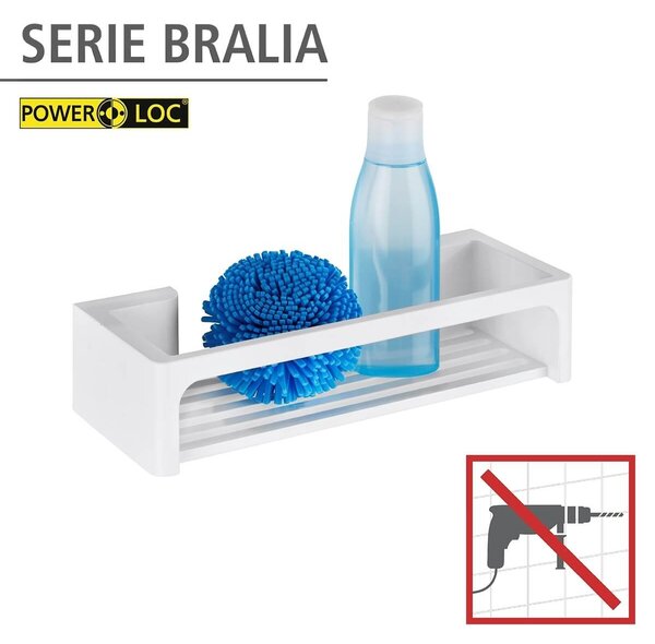WENKO Nástenná polička bez vrátnika PowerLoc BRALIA biela 9x30x12 cm