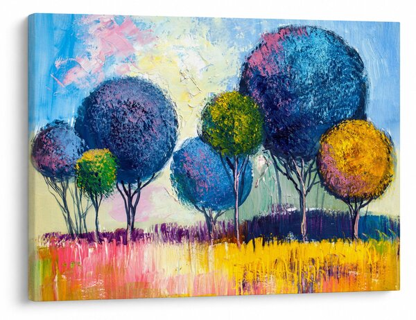 Obraz kopulovitých stromov, olejomaľba (70x50 cm)