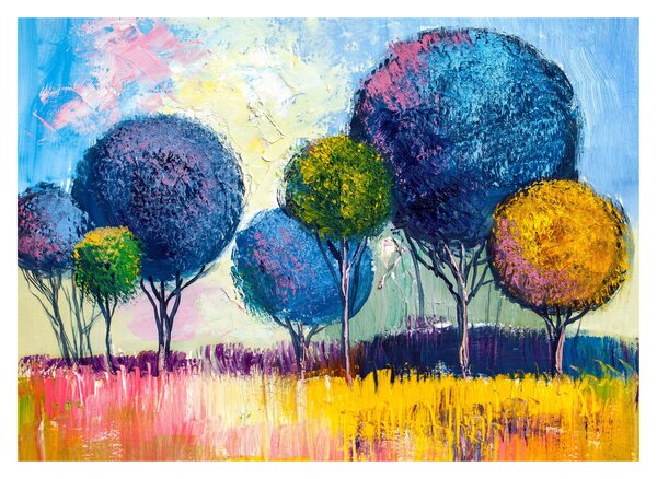 Obraz kopulovitých stromov, olejomaľba (70x50 cm)