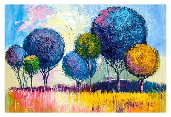 Obraz kopulovitých stromov, olejomaľba (90x60 cm)