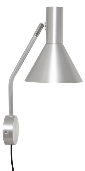 FRANDSEN Nástenné svetlo Lyss, hliníková farba, zástrčka, 42 cm, E27, Hliník / sivá / zinok, Obývacia izba / jedáleň, Hliník, Dizajn, Nástenné svietidlo