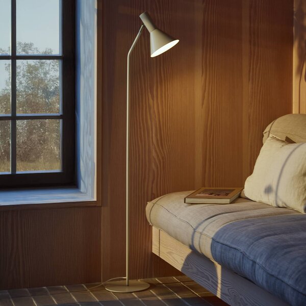 FRANDSEN Stojacia lampa Lyss, béžové, kov, výška 150 cm, E27, Krémová / jantárovo žltá, Obývacia izba / jedáleň, kov, Dizajn, Stojaca lampa
