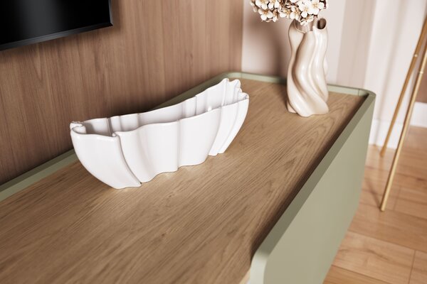 TV stolík Elivo 220 cm so zásuvkou - eukalyptus / dub baltic dune
