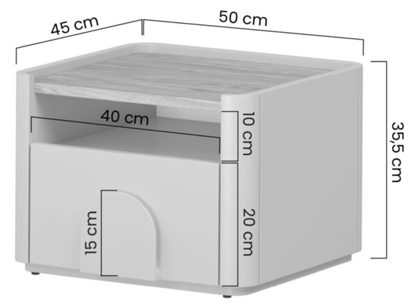 Nočný stolík Amilio 50 cm - kašmírová / dub olejovaný