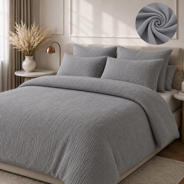Mušelínové obliečky Grey Rozmer obliečok: Detský rozmer 90x135 cm, Obsah balenia: Set Balenie