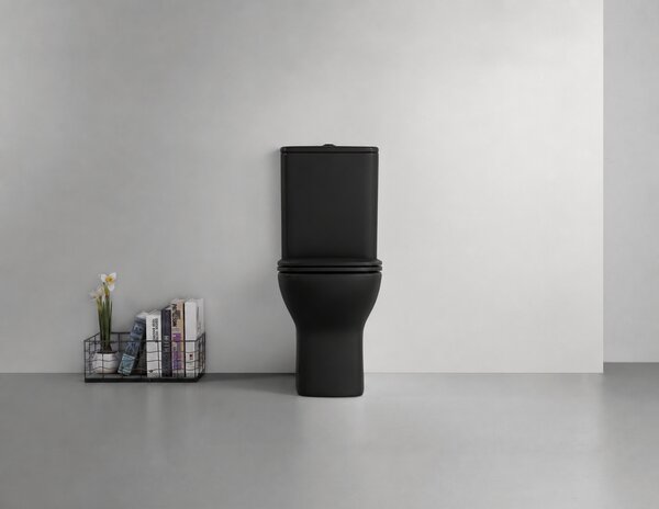 CERANO - WC kombi Hugo, Rimless + Slim/UF sedátko - spodný/zadný odpad - čierna matná - 63,5x35,5 cm