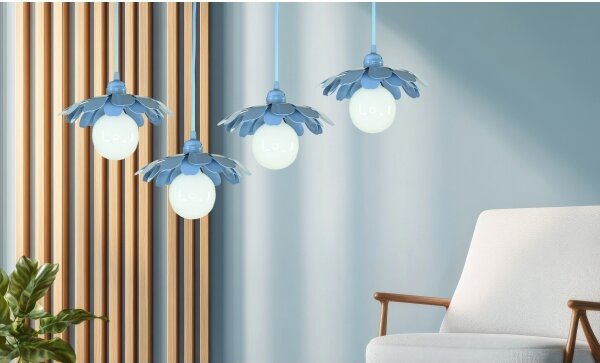 Bohemia-Design - Závesný luster na lanku 1xE27/60W/230V modrý