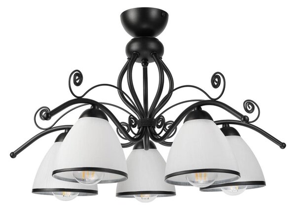 Prisadený luster RETRO 5xE27/60W/230V čierna/biela