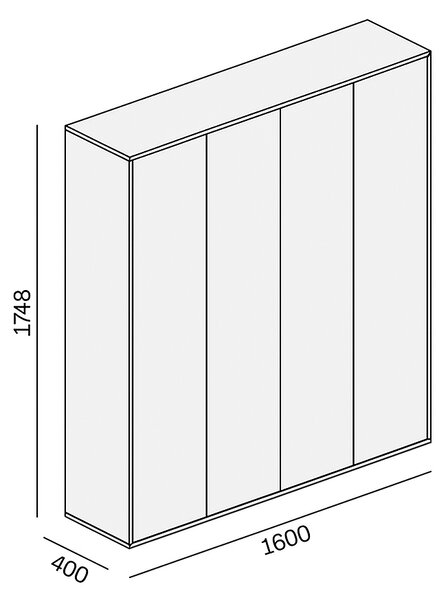 Kancelárska spisová skriňa BLOCK, 4× dvere, 800 × 400 × 1748 mm, dub prírodný