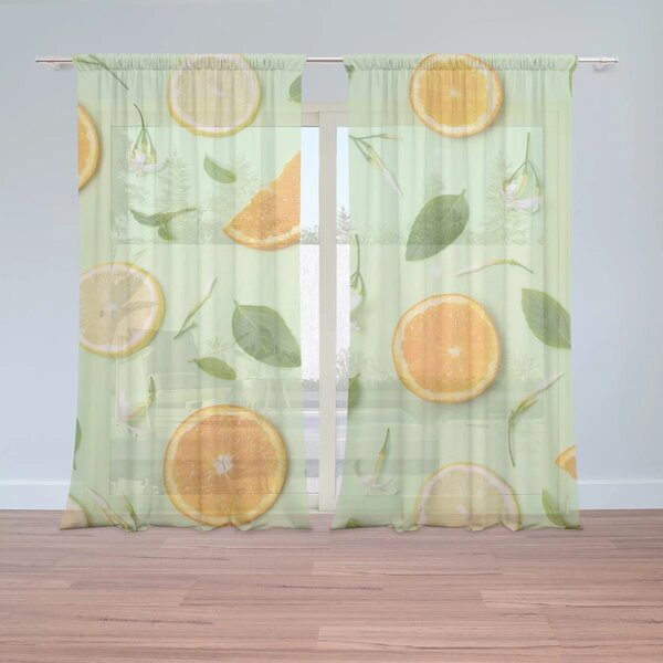 Sablio Záclony Citrus a kvet: 2ks 150x250cm