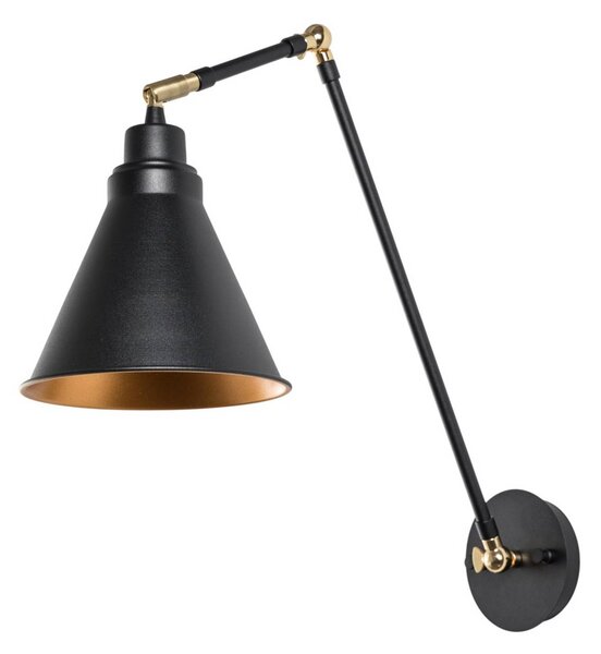 Nástenné svetlo Berceste 7956, čierne/zlaté, výška 56 cm, Čierna, Obývacia izba / jedáleň, kov, Nástenné svietidlo