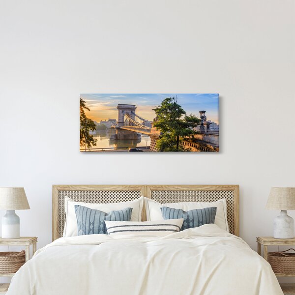 Obraz - Most cez rieku, Budapešť, Maďarsko (120x50 cm)