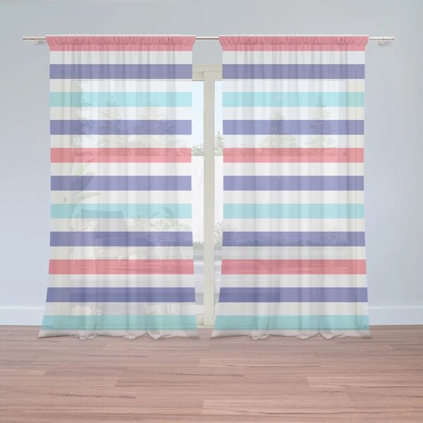Sablio Záclony Farebné veselé pruhy : 2ks 150x250cm